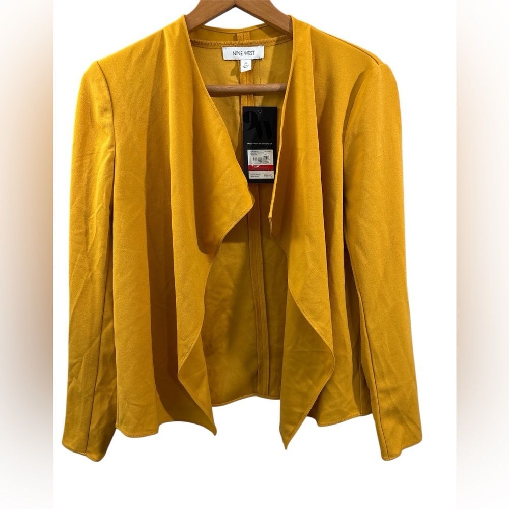 NWT Nine West draped front Cardigan Blazer XS Cezanne Yellow Business Career